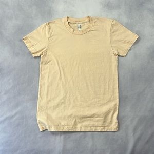 American Apparel Women’s Large 100% Cotton T-Shirt Color is Sand.